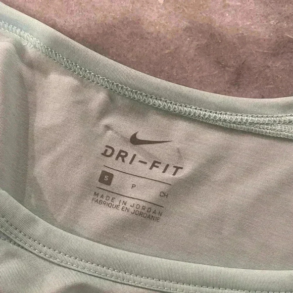 Nike Women’s Seafoam Dri-Fit Short Sleeve Slash Collar Logo Tee Size Small - Picture 8 of 9